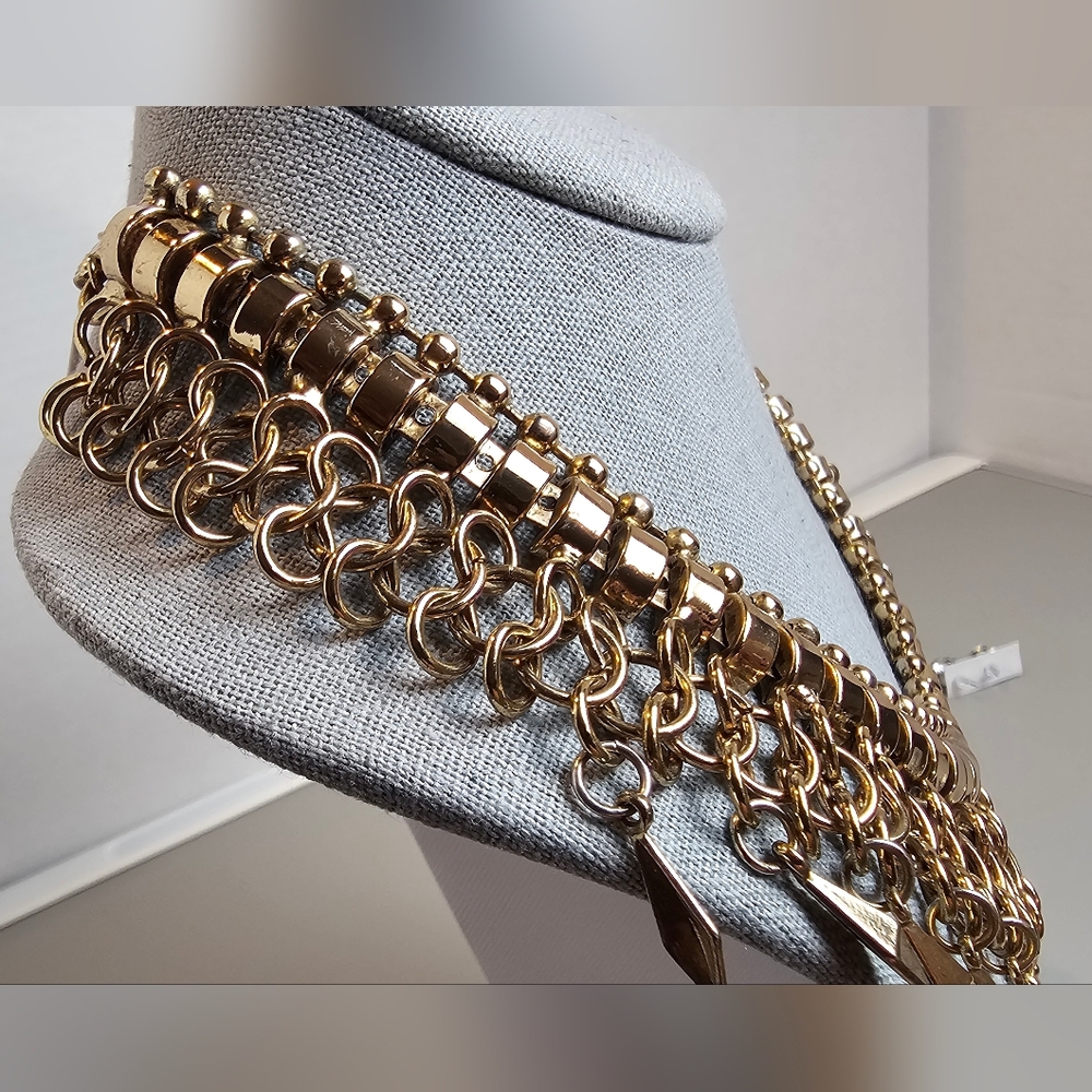 [Statement Necklace] Gold Multi Layered Metalic B… - image 6